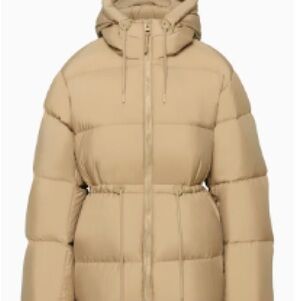 Aritzia superpuff Tan Puffer Jacket with Hood